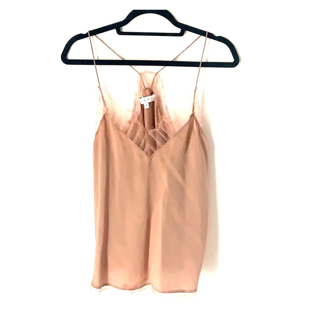 IRO silk tank with lace trim